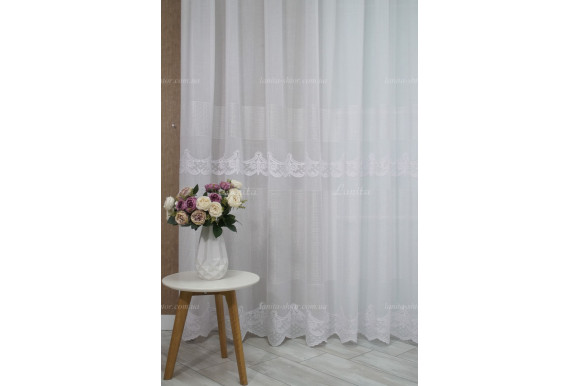 Тюль лен с вышивкой Kalife TSL-8418