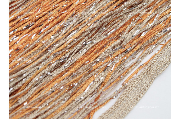 Шторы нити радуга дождик бежево-оранжевые