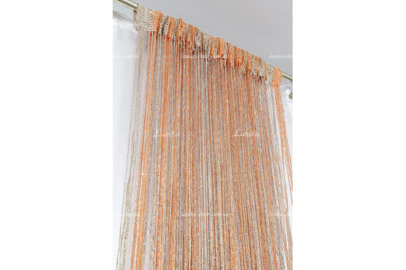 Шторы нити радуга дождик бежево-оранжевые