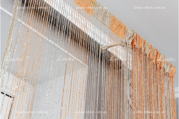 Шторы нити радуга дождик бежево-оранжевые