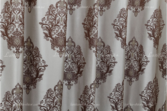 Готова штора жаккард Bohemia коричнева 2,95м/1,70м