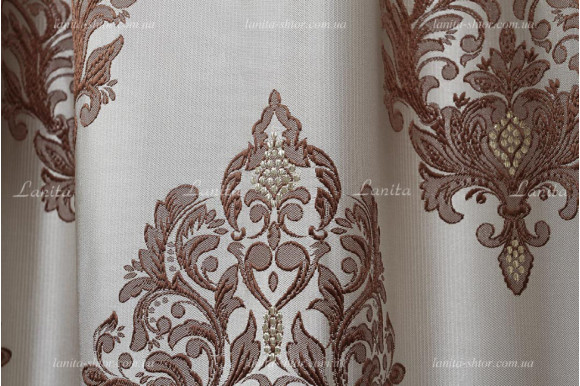 Готова штора жаккард Bohemia коричнева 2,95м/1,70м