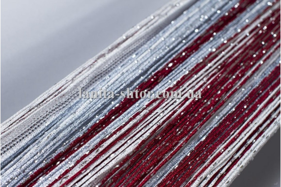 Шторы нити радуга дождик серо-красные