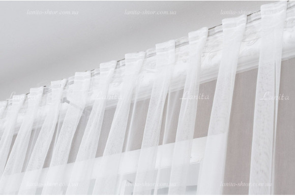 Готовий тюль фатин з вишивкою Monella молочний 2,50м/5,60м