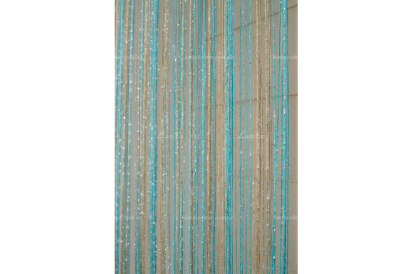 Штори нитки веселка дощик золотисто-бірюзові SNR-8422