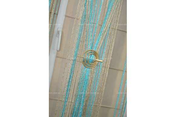 Штори нитки веселка дощик золотисто-бірюзові SNR-8422