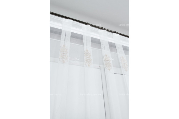 Готовый тюль фатин Azzaro синий/беж 2,50м/4,80м