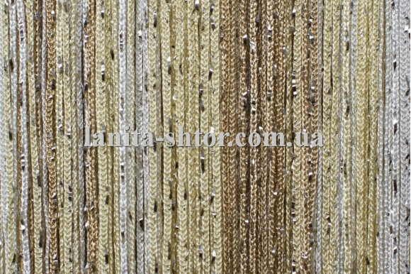 Шторы нити радуга дождик светло-бежевые