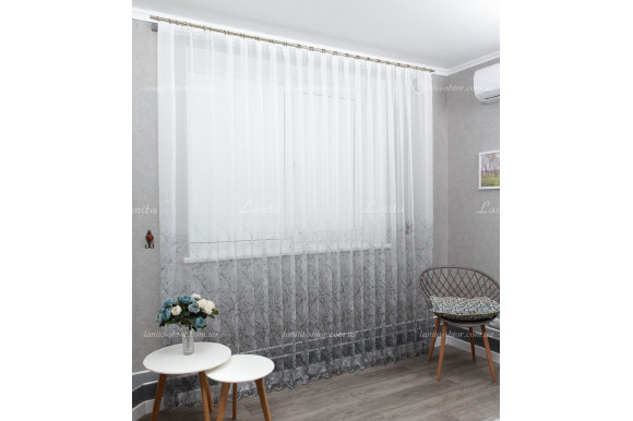 Готовый тюль микросетка Anita серый 2,50м/5,0м