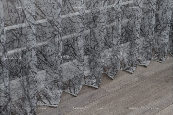 Готовый тюль микросетка Anita серый 2,50м/5,0м