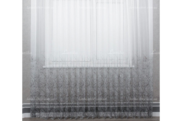 Готовый тюль микросетка Anita серый 2,50м/5,0м