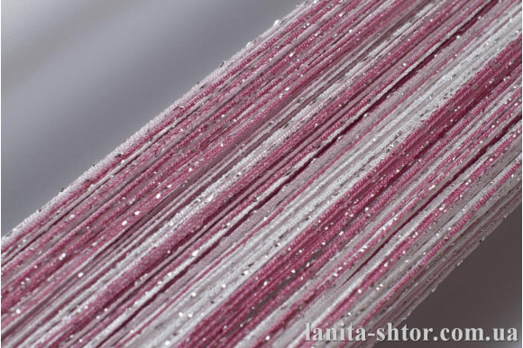 Шторы нити радуга дождик бело-розовые 