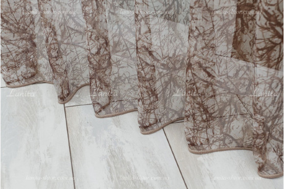 Готовий тюль мікросітка Anita коричневий 2,50м/5,0м