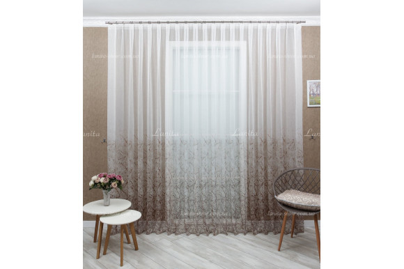 Готовий тюль мікросітка Anita коричневий 2,50м/5,0м