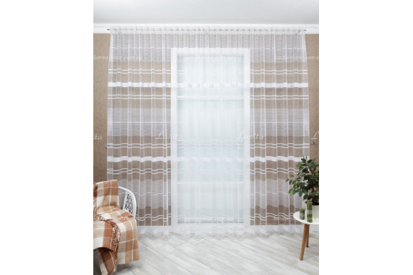 Готовый тюль фатин в полоску Bilena 7429 белый 2,50м/5,0м Готовый тюль фатин в полоску Bilena 7429 белый 2,50м/5,0м