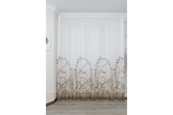 Готовый тюль лен Polly GT-2141 2,50м/2,70м