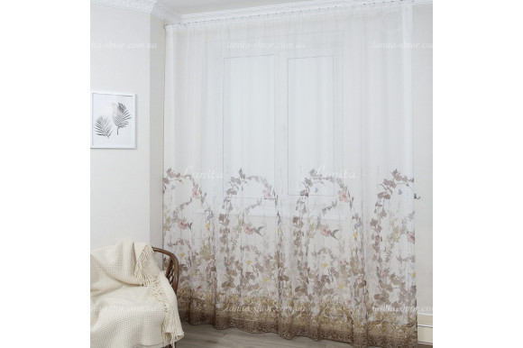 Готовый тюль лен Polly GT-2141 2,50м/2,70м