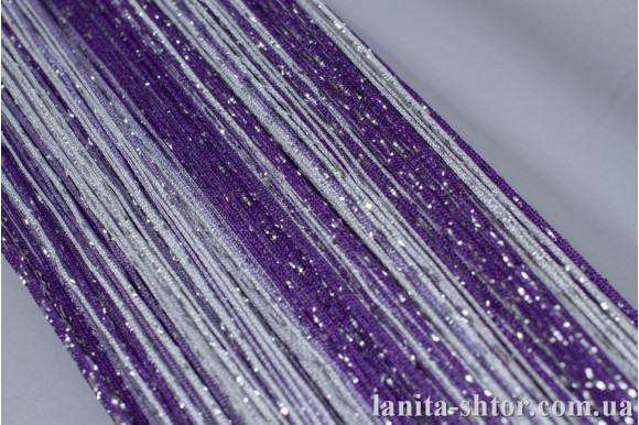 Шторы нити радуга дождик бело-сиреневый