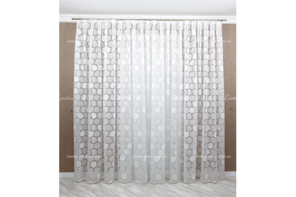 Готовий тюль льон Emile світло-сірий 2,50м/5,60м