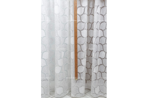 Готовий тюль льон Emile світло-сірий 2,50м/5,60м