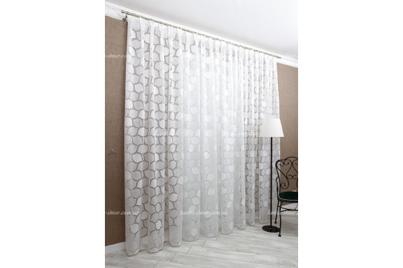 Готовий тюль льон Emile світло-сірий 2,50м/5,60м