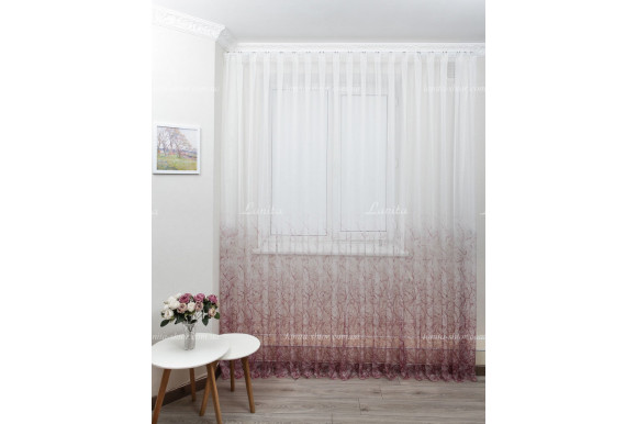 Готовий тюль мікросітка Anita бордовий 2,50м/5,0м