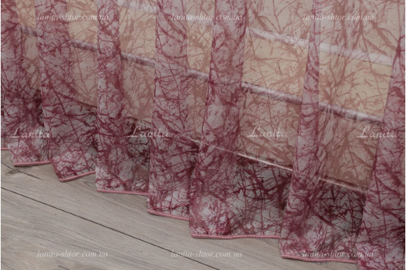 Готовий тюль мікросітка Anita бордовий 2,50м/5,0м