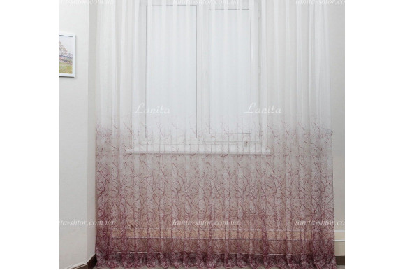 Готовий тюль мікросітка Anita бордовий 2,50м/5,0м