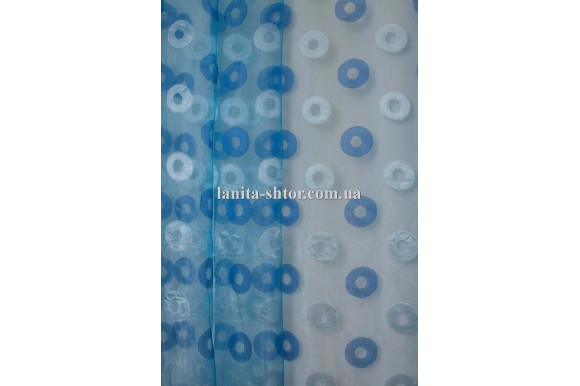 Тюль органза з колами СН-215 синя