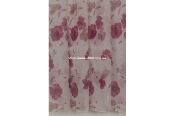 Тюль лен с цветами Vitali TTC-428