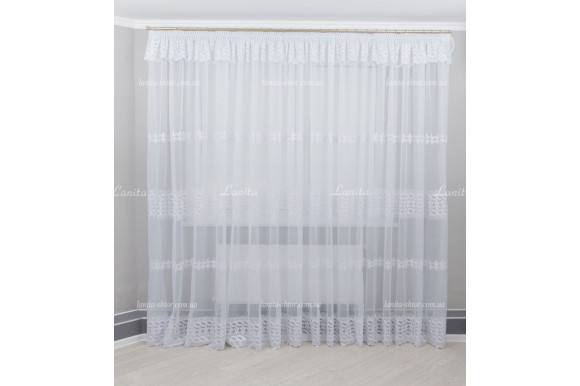 Готовий тюль шифон з ламбрекеном 2,51м/6,0м