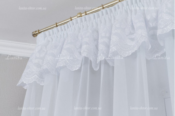 Готовий тюль шифон з ламбрекеном 2,51м/6,0м