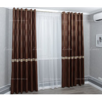Готові штори Just коричневі з бордюром 2,5м/2*2,0м
