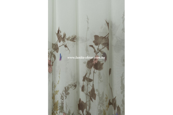 Тюль лен с цветами Polly TTC-775