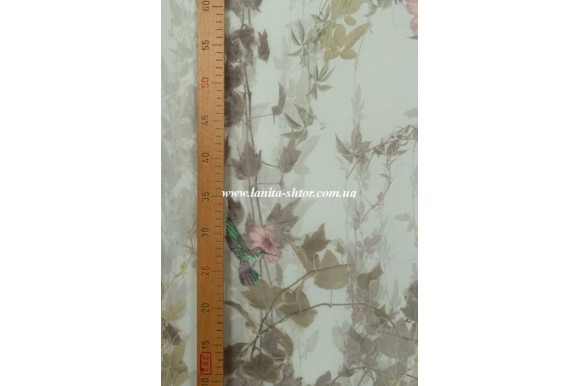 Тюль лен с цветами Polly TTC-775