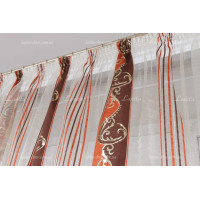 Тюль в полоску красно-коричневый с люрексом 2,51м/4,75м