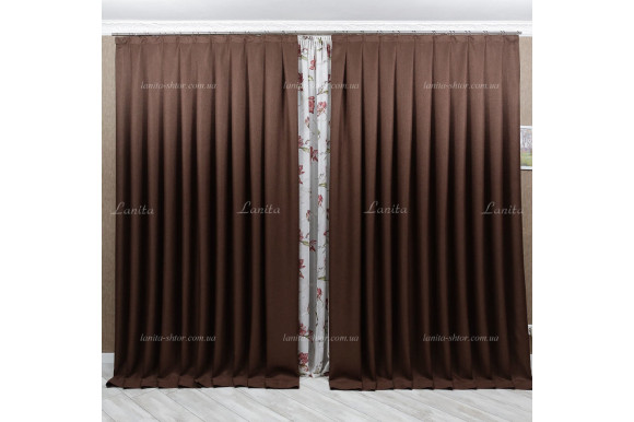 Штора лен шоколадная Mussa BS3108 отрез 2 метра