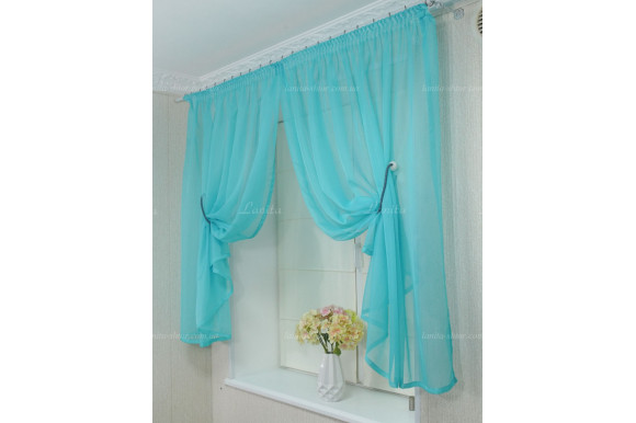 Занавесь шифон бирюзовый ZA-8433 1,33м/3,80м Занавесь шифон бирюзовый ZA-8433 1,33м/3,80м