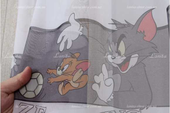 Детская тюль с принтом Tom and Jerry