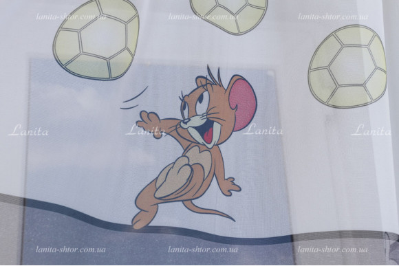 Дитячий тюль з принтом Tom and Jerry