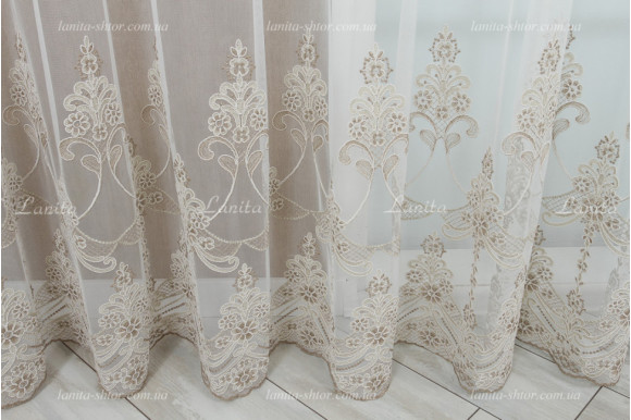 Готовый тюль фатин Talika беж 2,50м/5,0м Готовый тюль фатин Talika беж 2,50м/5,0м