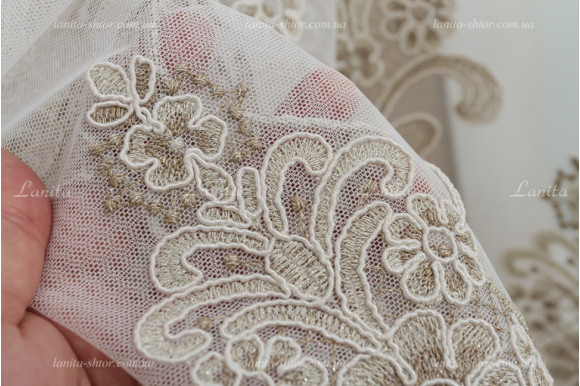 Готовый тюль фатин Talika беж 2,50м/5,0м Готовый тюль фатин Talika беж 2,50м/5,0м