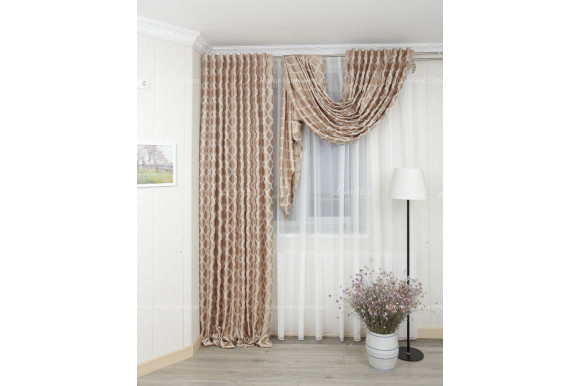 Готові штори жакард-сатин Dupont GS-8034 2,62м/2*2,0м