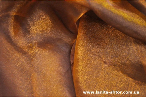 Тюль органза манка хамелеон коричнева