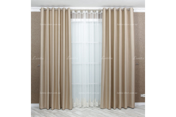 Штори блекаут сіро-бежевий Elis SB-1639
