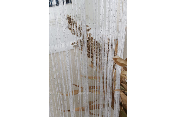 Шторы нити дождик белые №1 SN-8237