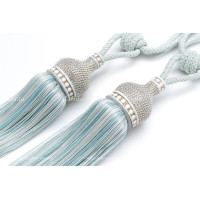 Кисти для штор со стразами KDC-6325 серебристо-голубые