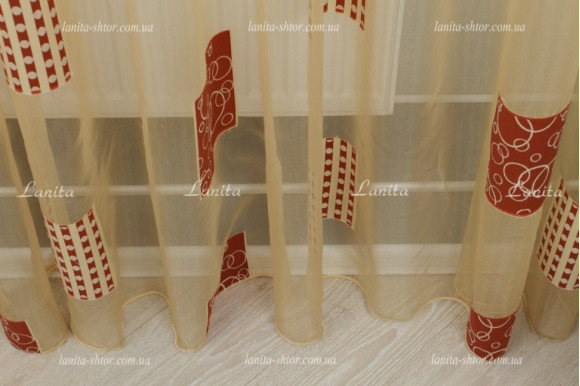 Готовый тюль органза Mexx терракотовый 2,51м/6,0м