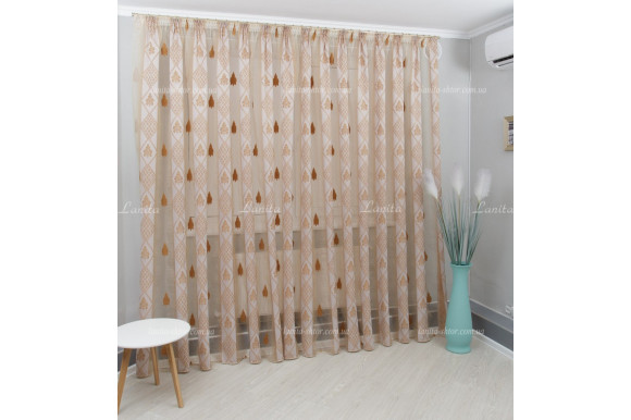 Тюль органза Mexx золотисто-теракотовий 2,51м/6,0м