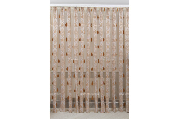 Тюль органза Mexx золотисто-теракотовий 2,51м/6,0м